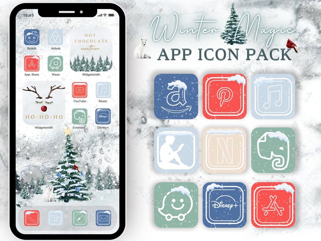 Christmas iPhone Icons: Winter Holiday Theme, Ios 17 (digital Download