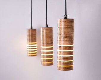 Wood Cylinder Pendant Light | Ceiling Light Fixture | Hanging Lamp | Modern Farmhouse Light | Pendant Light for Kitchen Island Dining Room