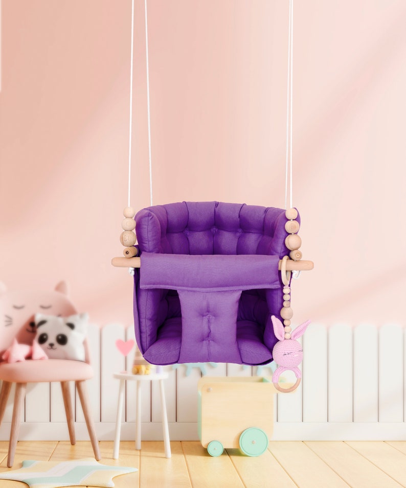 Swing Chair, Kids Swing , hammock baby swing, fabric swing,indoor swing, cotton fabric swing, swing chair,swing,Puffy swing,baby gift Purple