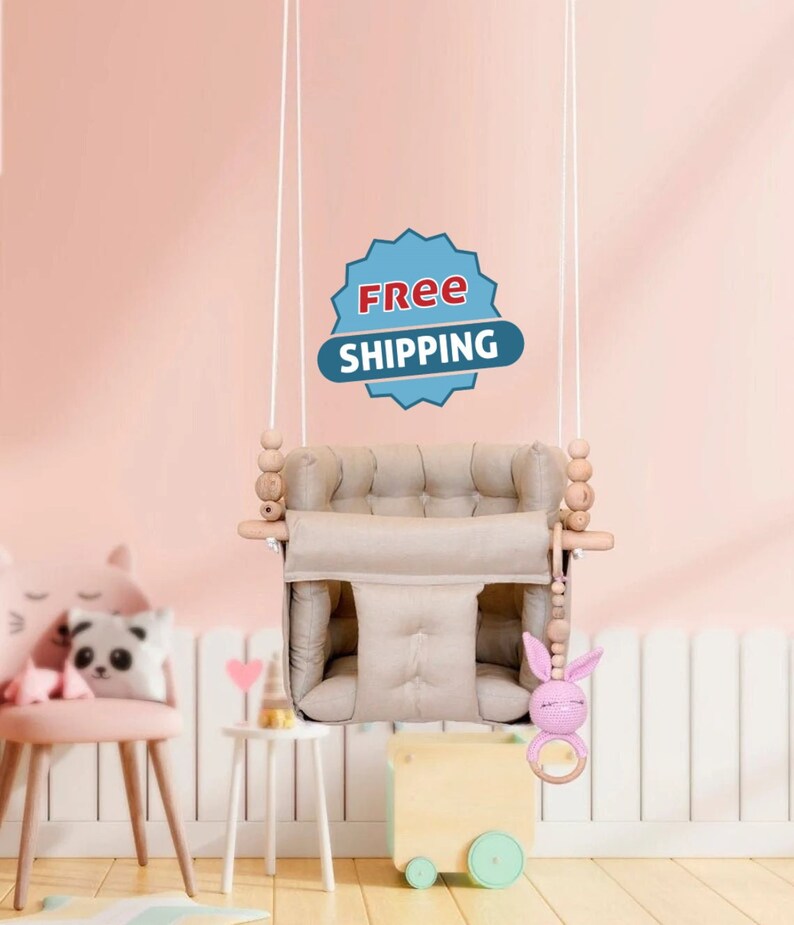 Swing Chair, Kids Swing , hammock baby swing, fabric swing,indoor swing, cotton fabric swing, swing chair,swing,Puffy swing,baby gift image 1