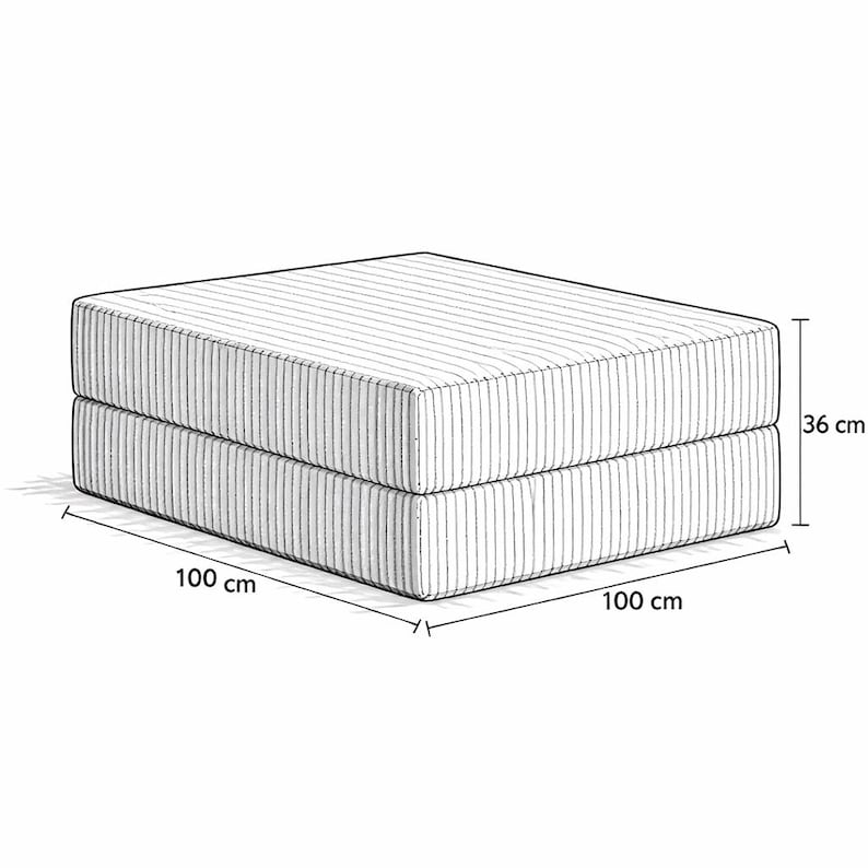 Square pouf ottoman corduroy fabric thick foam seating block