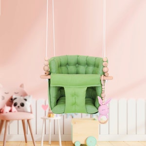 Swing Chair, Kids Swing , hammock baby swing, fabric swing,indoor swing, cotton fabric swing, swing chair,swing,Puffy swing,baby gift Green