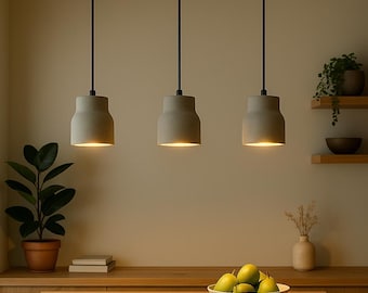 Modern Concrete Pendant Light/Minimalist Concrete Pendant Light – Modern Industrial Ceiling Lamp for Kitchen or Dining Room