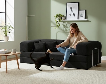 Handmade Modular Teddy Corduroy Floor Sofa Bed