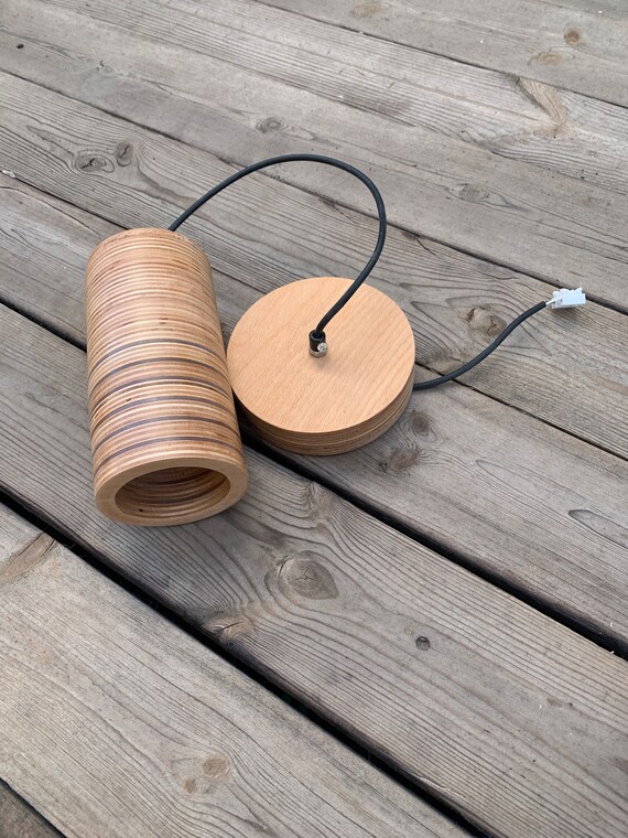 Wood Cylinder Pendant Light Ceiling Light Fixture Hanging Lamp