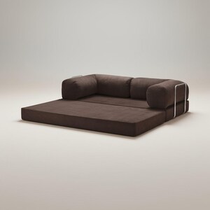 Sofá modular de pana para suelo/Sofá versátil para salón/Sillón con otomana/Fundas lavables/Tumbona baja para salón imagen 8