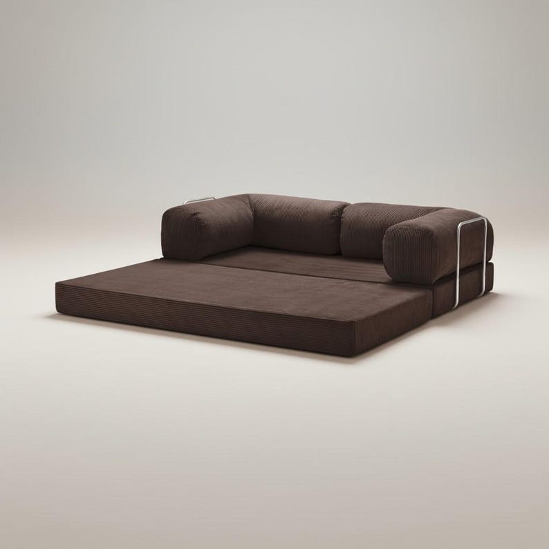 Sofá modular de pana para suelo/Sofá versátil para salón/Sillón con otomana/Fundas lavables/Tumbona baja para salón imagen 8