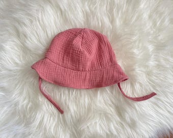 Sombrero de sol de muselina de algodón para bebé: transpirable, ajustable, unisex