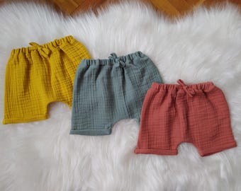 Boho Baby Muslin Harem Shorts: Organic Cotton Boho Toddler Clothing