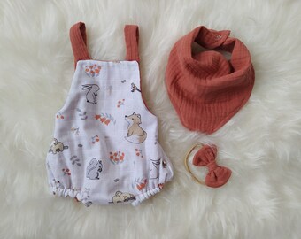 Muslin Baby Romper: Organic Cotton Double Sided Jumpsuit