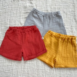 Summer Shorts For Baby, Toddler Shorts, Double Muslin Shorts, Boho Style, Kids Clothing, Organic Cotton