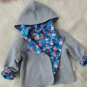 Winter Baby Coat, Reversible Hooded Kid Jacket, Quilted Children Jacket,  Cotton Child Coat, Cotton Jersey İnner Lining