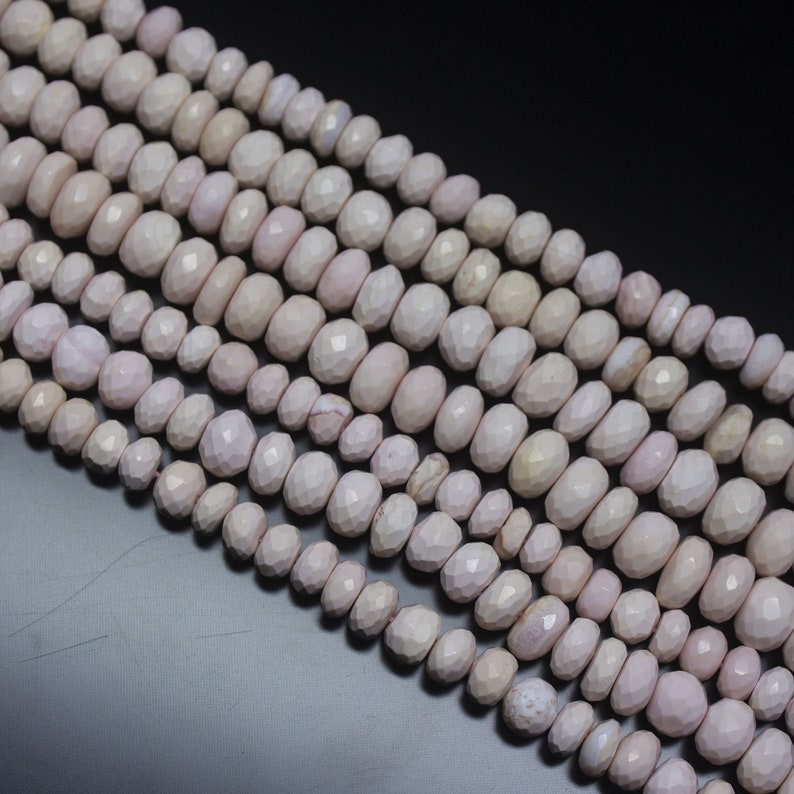 Natural Pink Opal Faceted Rondelle Shape Gemstone Beads Strand 10 6mm 8mm