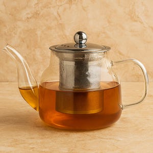 Glass Teapot With Infuser - Heat Resistant Borosilicate Glass - 600ml