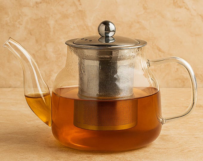 Glass Teapot With Infuser - Heat Resistant Borosilicate Glass - 600ml