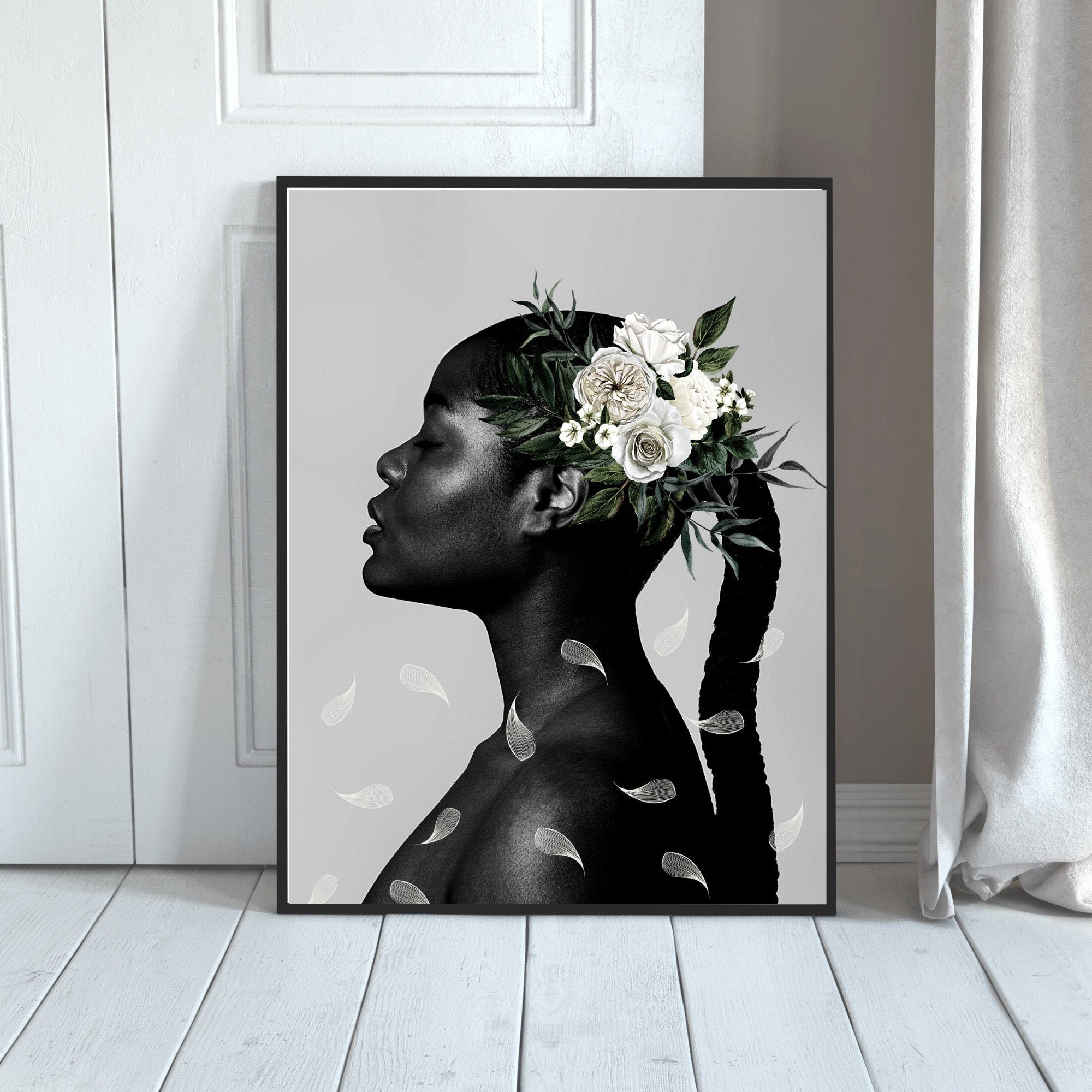 Black and White Fashion Wall Art Statement Female Photo Etsy