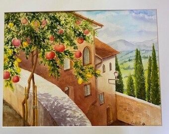Tuscany original watercolor painting