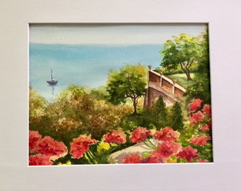 Mediterranean original watercolor painting