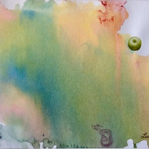 Del suroeste al noreste, acuarela, collage, pintura abstracta original