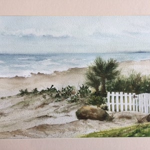 Invierno en Atlantic Beach Pintura original de acuarela