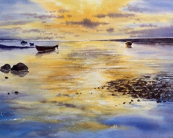 Sunset, sunrise...Original watercolor painting