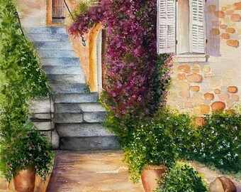 Summer in France, original watercolor painting