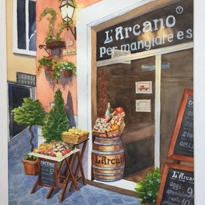 On a streets of Rome, Italy original watercolor painting