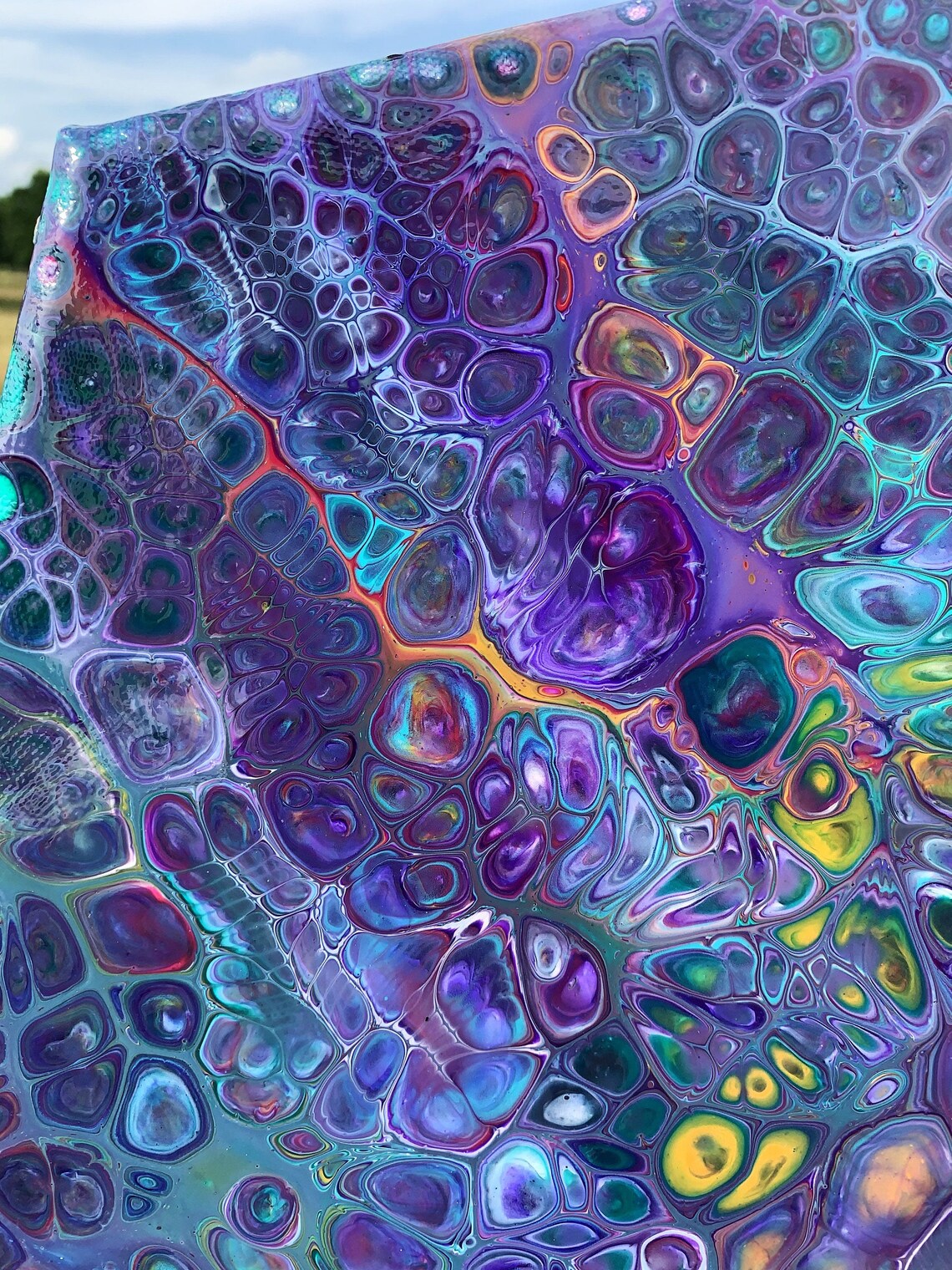 Original Rainbow Oil Slick Acrylic Pour Painting on Etsy