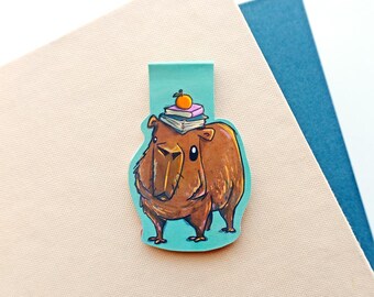 Capybara Magnetic Bookmark • Whimsical Animal Page Marker • Handmade Book Lover Gift