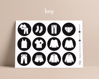 21 Montessori boy clothes pictogram labels | Clothing icons for toddler | Wardrobe organization printables graphics | Fits in IKEA HÄNGIG