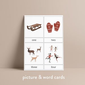 Winter Wonderland NUMBER CARDS 1-10 | Flash cards | Math | Nomenclature | Montessori | 3 Part cards | English