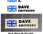 Personalized Name Bike Decal/Sticker & UKFlag (stacked) - Style #10