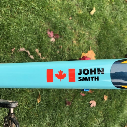 Bike Name Decal Custom Sticker With Canada Flag Bicycle Etsy