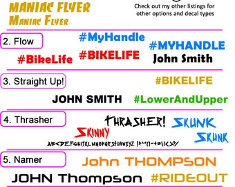 Personalized Decals (you get 2) - MTB | BMX | Road Bike | Car - Style Choice