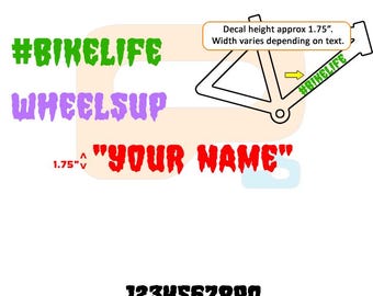 Personalized Bike "FREAKY" Decal / Sticker | Main Downtube (you get 2)