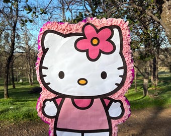 Piñata de gatito hecha a mano: colorida decoración para fiesta de cumpleaños (58 cm de alto)