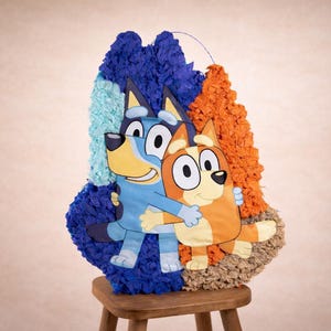 Blue and Orange Puppy Sisters Pinata 24"x18"x4"