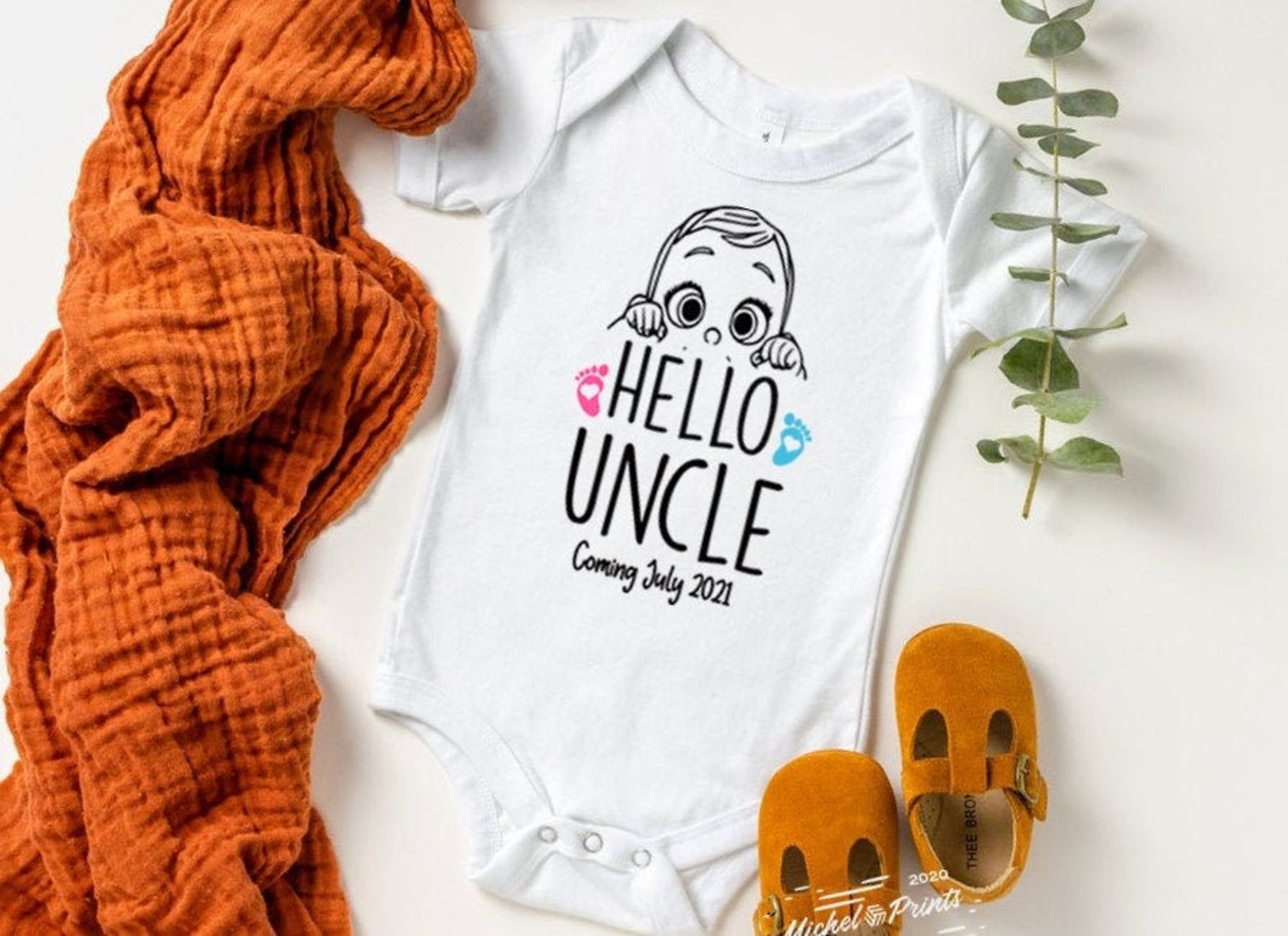 Hello Uncle Onesie Custom Pregnancy Announcement Onesie Etsy