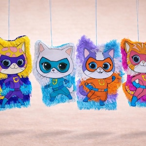 Kitty Piñata | Girl Superhero Cat Party Decor (24"x18"x4")