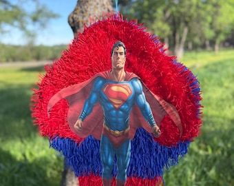 Flying Superhero Inspired Piñata – Handmade Party Decoration  24x16x4in