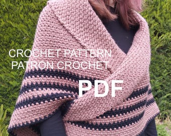 Claire's crochet shawl PDF pattern inspired by Outlander in French and English (US)