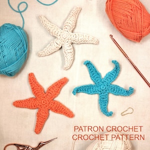 Starfish Crochet Pattern PDF file in French and English (US) 3D volume or appliqué