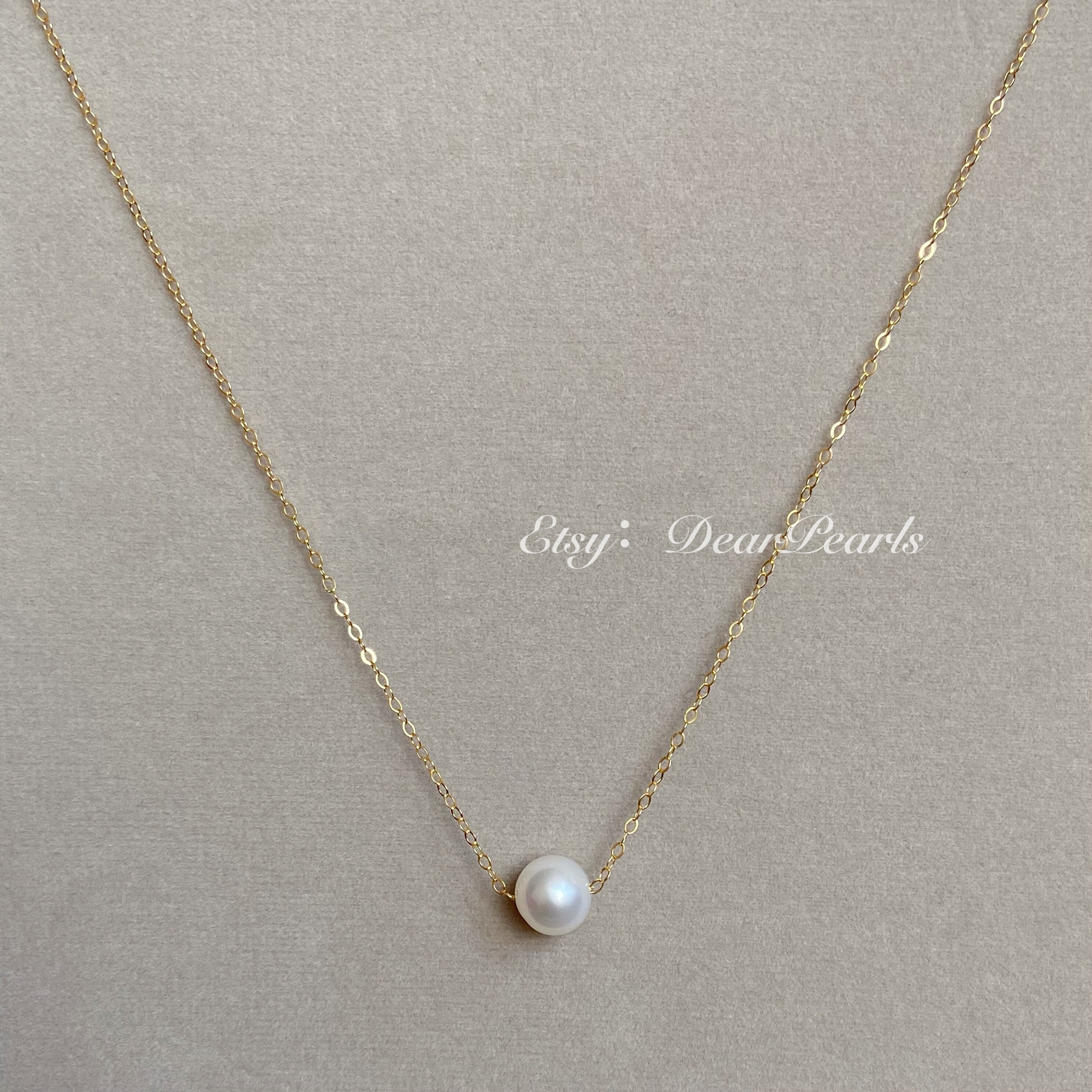 Single Pearl Pendant 14K Gold Chain 