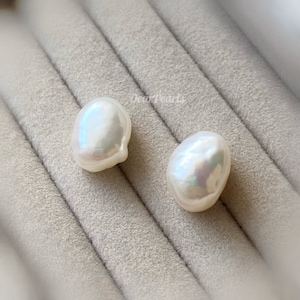 Baroque Pearl 14K Gold Stud Earrings