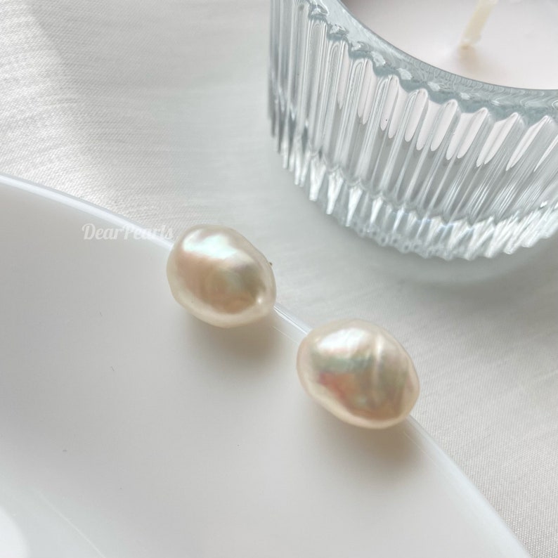 Baroque Pearl 14K Gold Stud Earrings