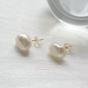 Baroque Pearl 14K Gold Stud Earrings