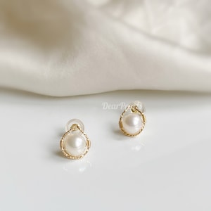 Pearl Stud Earrings 14K Gold Filled, Bridal Earrings Freshwater Pearls, Dainty Pearl Studs Bridesmaid Gifts, Pearl Earrings Wedding Jewelry