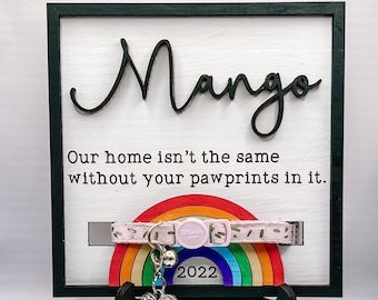 Personalized Pet Memorial Sign, Pet collar memorial, pet remembrance gift, cat loss, dog memorial, pet loss, rainbow bridge, rememberance