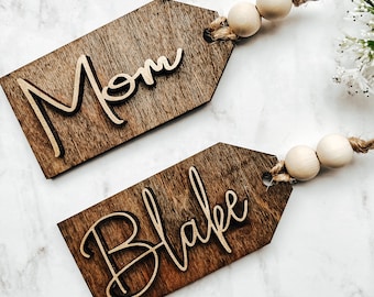 Personalized Wooden Stocking Tags, Christmas Gift Name Tags, Rustic Farmhouse Ornaments, Handcrafted Holiday Decor, Christmas Hosting