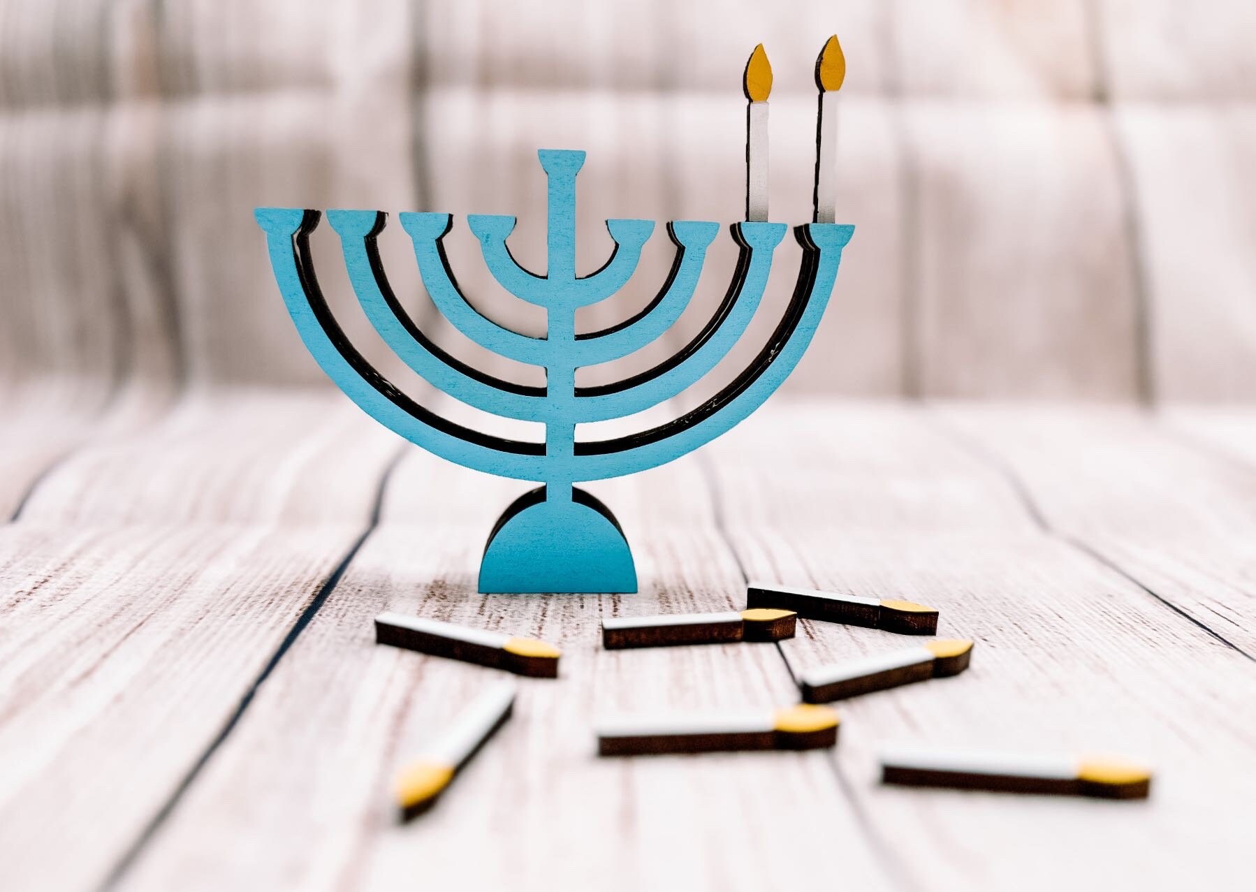 Kit De Hanoucca 24 Pièces, Menorah En Bois Pour Enfants À